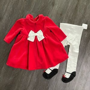 Bloomingdale’s- Red Infants Dress and tights- Size 6 mos